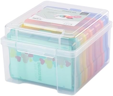 Vaessen Creative Storage Lid and 6 Small Colourful Tins Plastic Sorting Box for Storing Craft Accessories, Photos and Ot