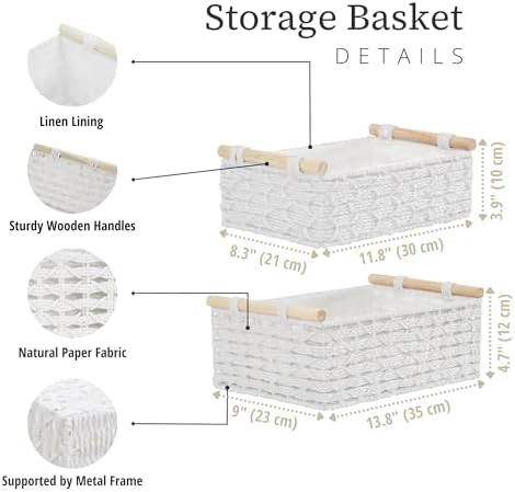 DECOMOMO White Wicker Baskets, Back of Toilet Basket