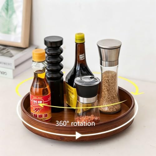 Bamboo Lazy Susan Organizer 12'' Pantry Organizers for Cabinet