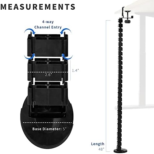 VIVO Black Clamp-on Desk Vertebrae Cable Management Kit, DESK-AC01P-B