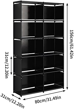 JIUYOTREE 6-Tiers Portable Bookshelf with Fabric Cloth at Back, 10 Cube Closet Storage Organizer Bookcase, Living Room,S