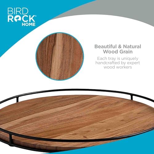 BIRDROCK HOME 18” Wooden Lazy Susan - Espresso - Iron Edges - Table Top Turntable - Cabinet or Pantry Organizer - Decora