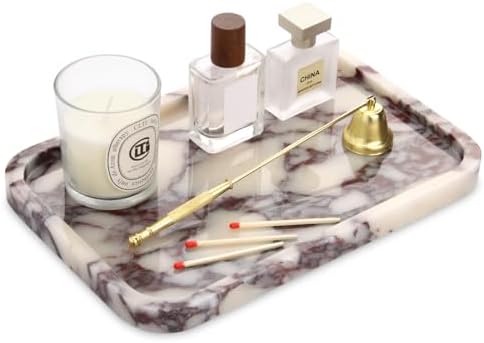 Marble Bathroom Vanity Decorative Tray, Calacatta Viola, 12 * 8 * 0.8