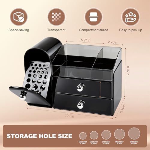Makeup Organizer with Makeup Brush Holder, Vanity Organizer Large Cosmetic Display Cases, Skincare Organizers and Bathro