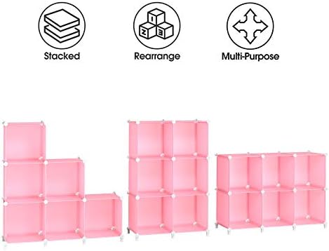 HOMIDEC 6-Cube Storage Shelf, Storage Bookcase Bookshelf with Metal Hammer, Storage Cubes Organizer Cabinet for Kids, Cl