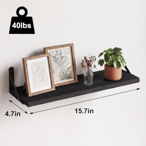 Fixwal Width 4.75 Inches Floating Wall Shelves, Set of 8, Black