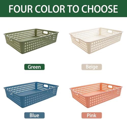 8 Pack Paper Organizer Baskets Trays, 14 In Plastic Storage Baskets