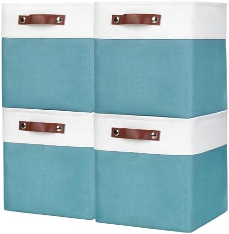 Bagnizer Collapsible Fabric Storage Cubes 11x11 Cube Storage Bins, 4 Pack Closet Baskets Box with Handles for Organizing