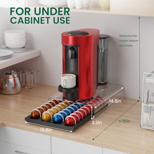 Storage Drawer for Nespresso Vertuo Coffee Pod Holder for Counter Acrylic Coffee Capsule Organizer - 40 Pods