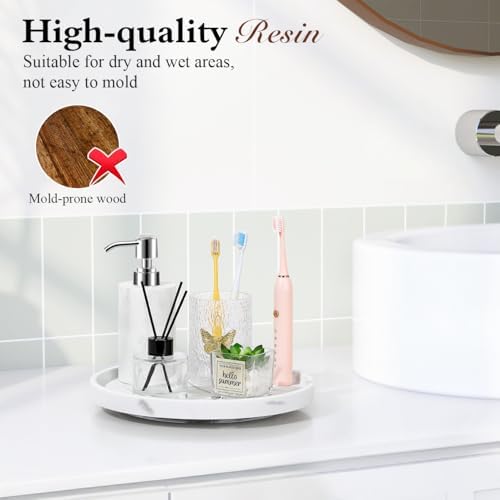 Luxspire 10.63" Resin Turntable Lazy Susan for Table Top, Gravel White