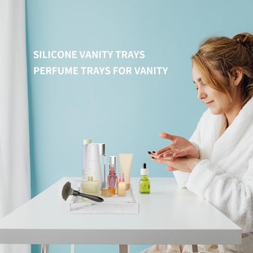 BBK 2PC Countertop Vanity Tray 7.8" & 11.8" Set Bathroom Tray Silicone