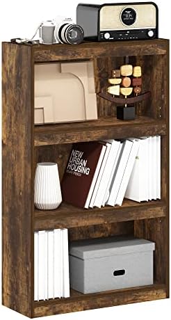 Furinno Jaya Book Shelf, 3-Tier Modern Bookshelf with Adjustable Shelf, Bookcase with Open Shelf, 9.5 x 24.5 x 40.3, for