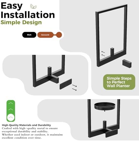 Bamworld Wall Plant Holder Plant Stand Indoor Wall Planters Black
