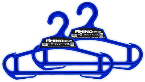 Rhino Tough Hook Heavy Duty Clothes Hangers, USA-Made, Body Armor, 2 Blue