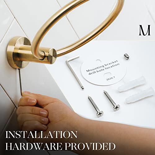 Marmolux Acc Brushed Gold Towel Ring - Modern Hand Towel Holder - Stainless Steel Bathroom Towel Rack - Round Hanger