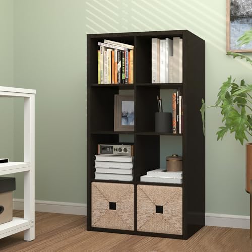 CTESNE【2026 Wooden Thick Frame 8 Cube Storage Organizer Shelf with Anti-Tipping Kits + Reversible Open Back Bookcase, Ho