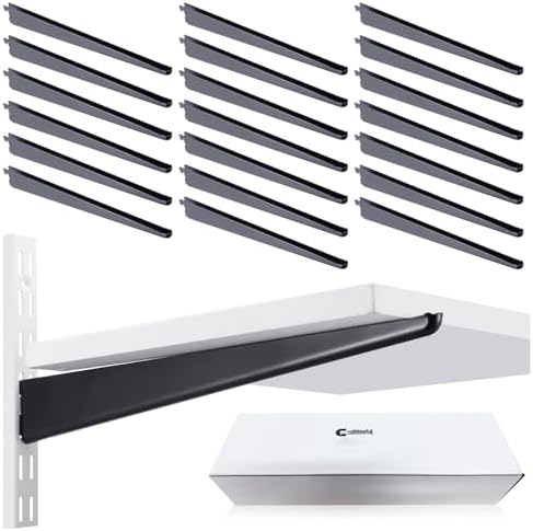 CroBlissful 20 Pcs Adjustable Shelf Brackets for Double Track System Closet Organization Heavy Duty Wire Shelf Brackets(