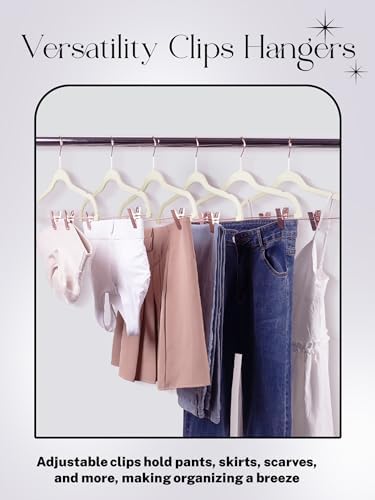 HOUSE DAY Pants Hangers with Clips 24 Pack, with Rose Gold Hook and Clips