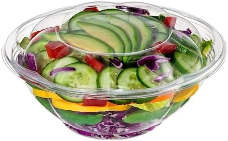 GUSTO [24 oz. - 50 Count Clear Plastic Salad Bowls with Lids, Disposable Salad Containers for Lunch - Perfect for Takeout, Salads, and Meal Prep (Formerly Comfy Package)