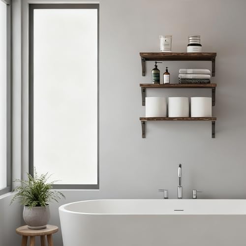 Fixwal Wall Floating Shelves for Home Decor (Brown, Set of 3, 16.5 Inch)