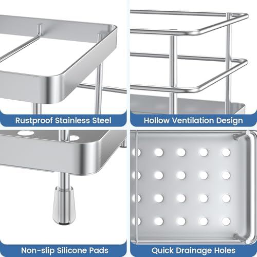 Luxspire Toothbrush Holders for Bathroom, Stainless Steel, 6 Slots, Silver