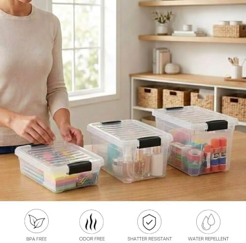 Superio 4.75 Quart Clear Plastic Storage Boxes with Lids, Stackable Organizer Containers, BPA-Free Storage Bins for Home
