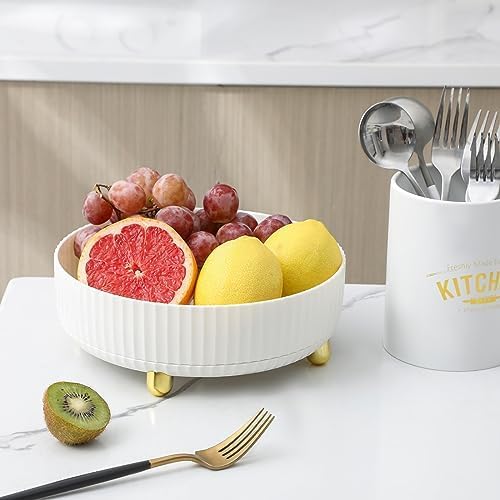 360 Rotating Makeup Perfume Organizer Skincare Tray, Large Ivory White