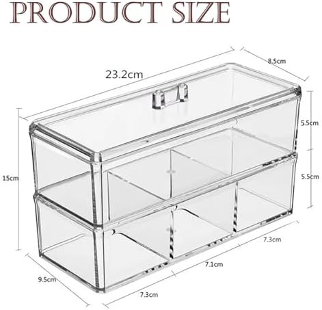 Hair Accessories Organizer for Girls - 2-Pack Clear Acrylic Stackable Drawers with Lids, Bathroom Vanity Storage for Cli