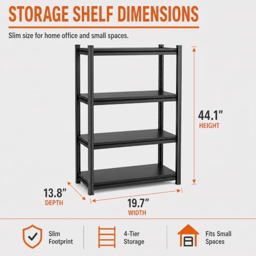 Metal Bookshelf, 5 Tier Adjustable Bookcase with Bolt-Free Storage Shelves