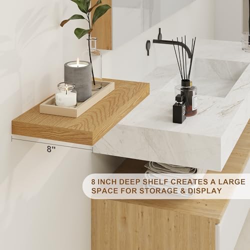 Fun Memories Floating Shelves, 8 Inch Deep Floating Shelves for Wall, 8 x 8 Wall Shelves, Rustic Wood Floating Shelf for