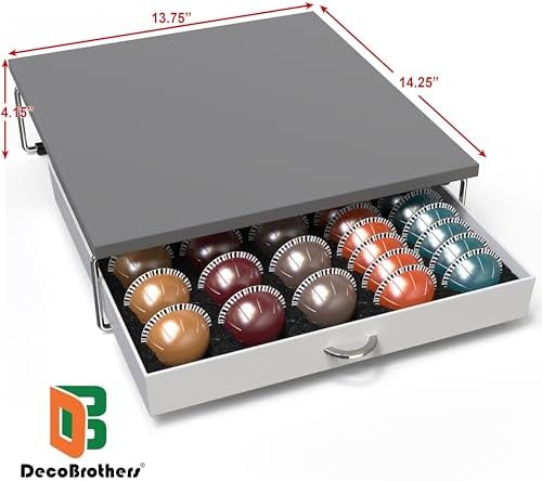 Deco Brothers Vertuo Pod Holder Drawer, Fits 30 Large or 60 Small Capsules