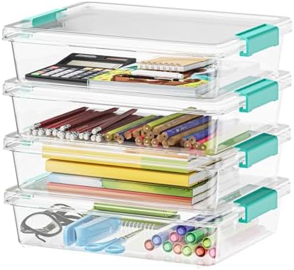 SpaceAid 6 Qt Plastic Storage Bins with Lids, Clear Sensory Bin Craft Organizers and Storage, Stackable Art Containers f