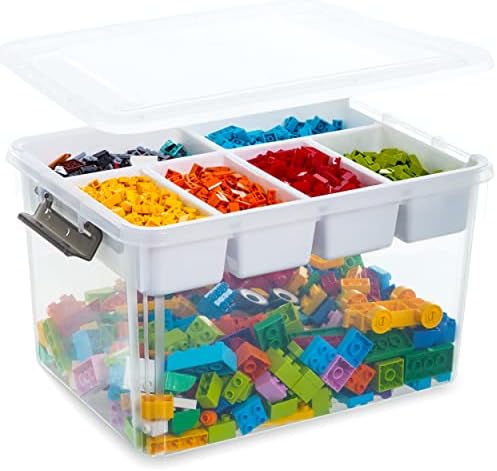 Citylife 32QT Clear Craft Organizers and Storage Box with Removable Tray