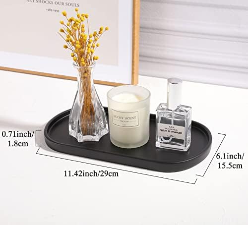 Luxspire 11.4" Oval Bathroom Tray for Countertop Organizer, Matte Black