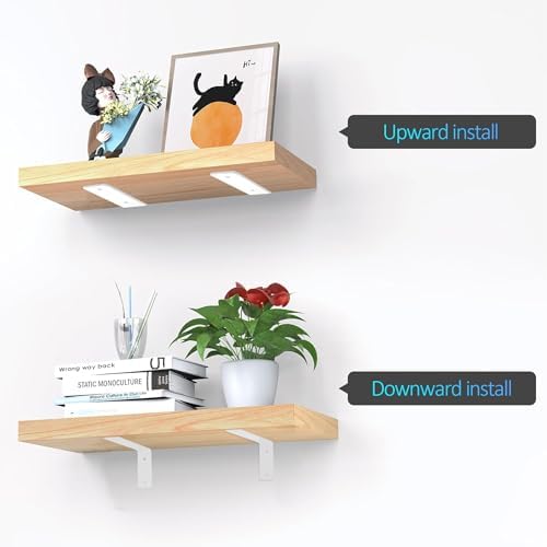 L Floating Shelf Brackets,8 Pack Heavy Duty L Brackets for Shelves, L 5" X H 4" White Metal Countertop Support Brackets,