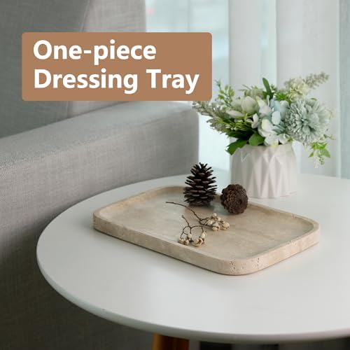 Marble Vanity Tray, Travertine Bathroom Tray Countertop, Beige Stone Decorative Dresser Serving Trays, Kitchen Sink Stor