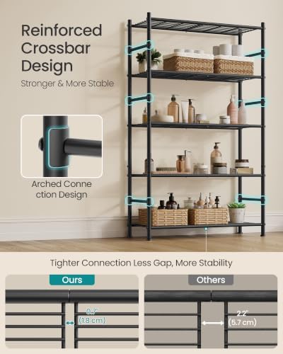 SONGMICS 5-Tier Storage Shelves, Adjustable Metal Wire Shelving Unit