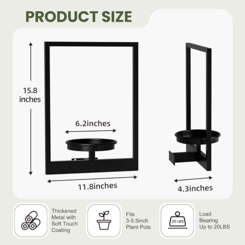 Wall Plant Holder Floating Plant Shelves for Wall Set of 2, Wall Planters for Indoor Plants - Premium Metal Hanging Plan