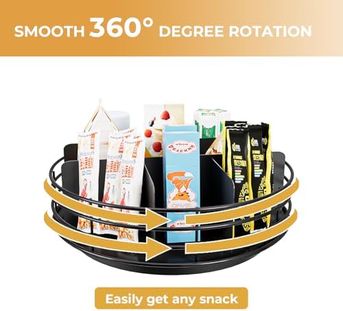 Snack Organizer - Versatile Snack Storage, Lazy Susan with Convenient Grab-and-Go Design, Metal Snack Holder for Home, O