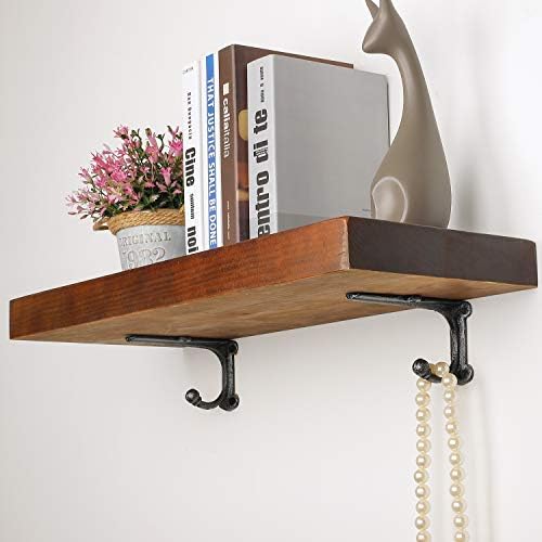 6 Inch Decorative Shelf Brackets-Heavy Duty Wall Brackets with Hooks Shelve Brackets Metal for Open Shelves Vintage Shel
