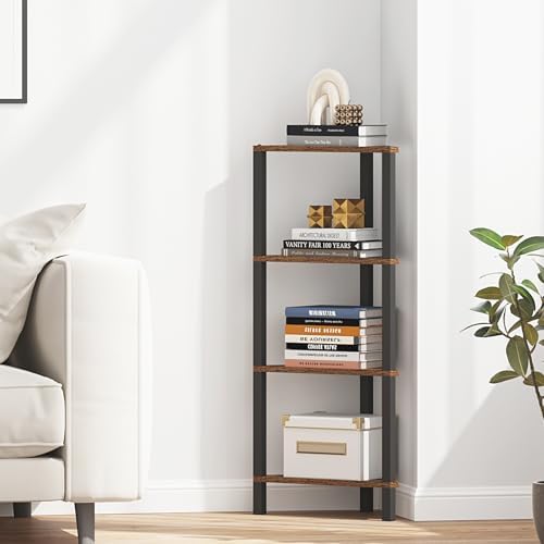 TUTOTAK Corner Shelf, 4-Tier Corner Bookshelf for Small Space