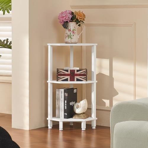 YUFAM 3-Tier Corner Shelf, White