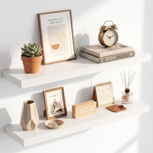 32 Inch Floating Shelves for Wall 2 Pack, Wood Wall Bathroom Shelves