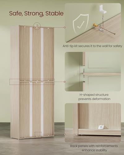 VASAGLE 6-Tier Bookshelf, Storage Organizer, 23.6 x 9.4 x 63.2 Inches