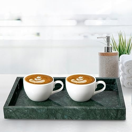 Elegant Green Marble Tray for Bathroom, 12" x 8" x 1.2" Natural Marble Serving Tray for Kitchen & Home Decor – Natural M