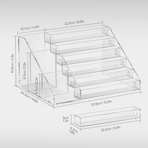 HBlife 6 Tier Nail Polish Organizer with Nail Supplies Organizer, Quick Assembly Clear Acrylic Nail Polish Holder Displa