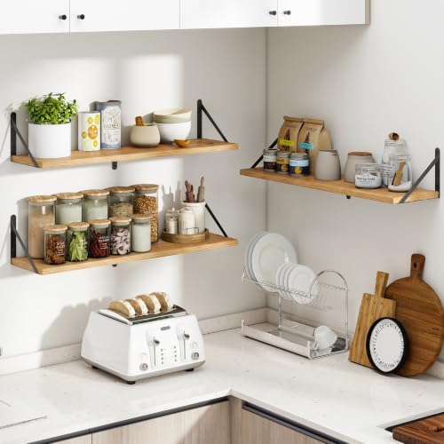 Heimlove Floating Book Shelves for Wall,31.5Inches Long Wall Mounted Bookshelves,Heavy Duty Bracket Shelves for Living R