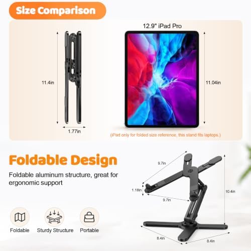 MOALLIA N86 360 Rotating Laptop Stand for Desk with Locking Knobs, Black