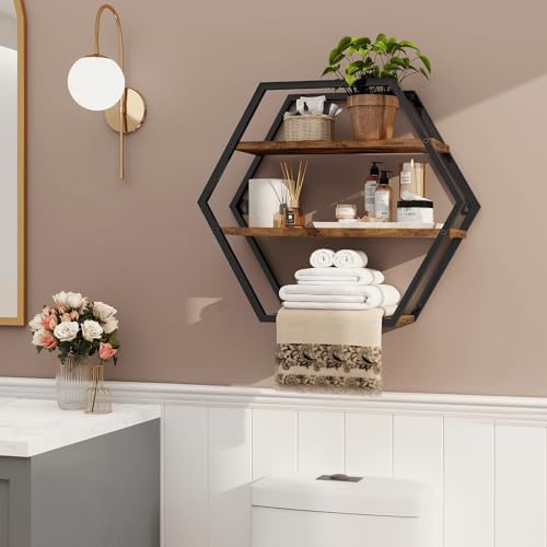 Hexagon Shelves for Wall, Decorative Hexagon Floating Shelves