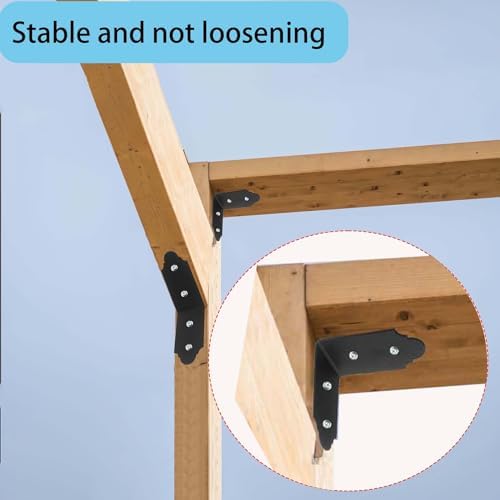 4Packs 90 Degree Angle Bracket Large L Brackets , 6" Heavy Duty Connector Brace, Building Products Decorative Knee Brace